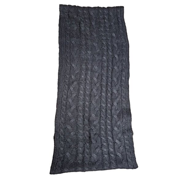 Black Semi Chunky Acrylic Infinity Scarf 32x14 - Picture 3 of 4